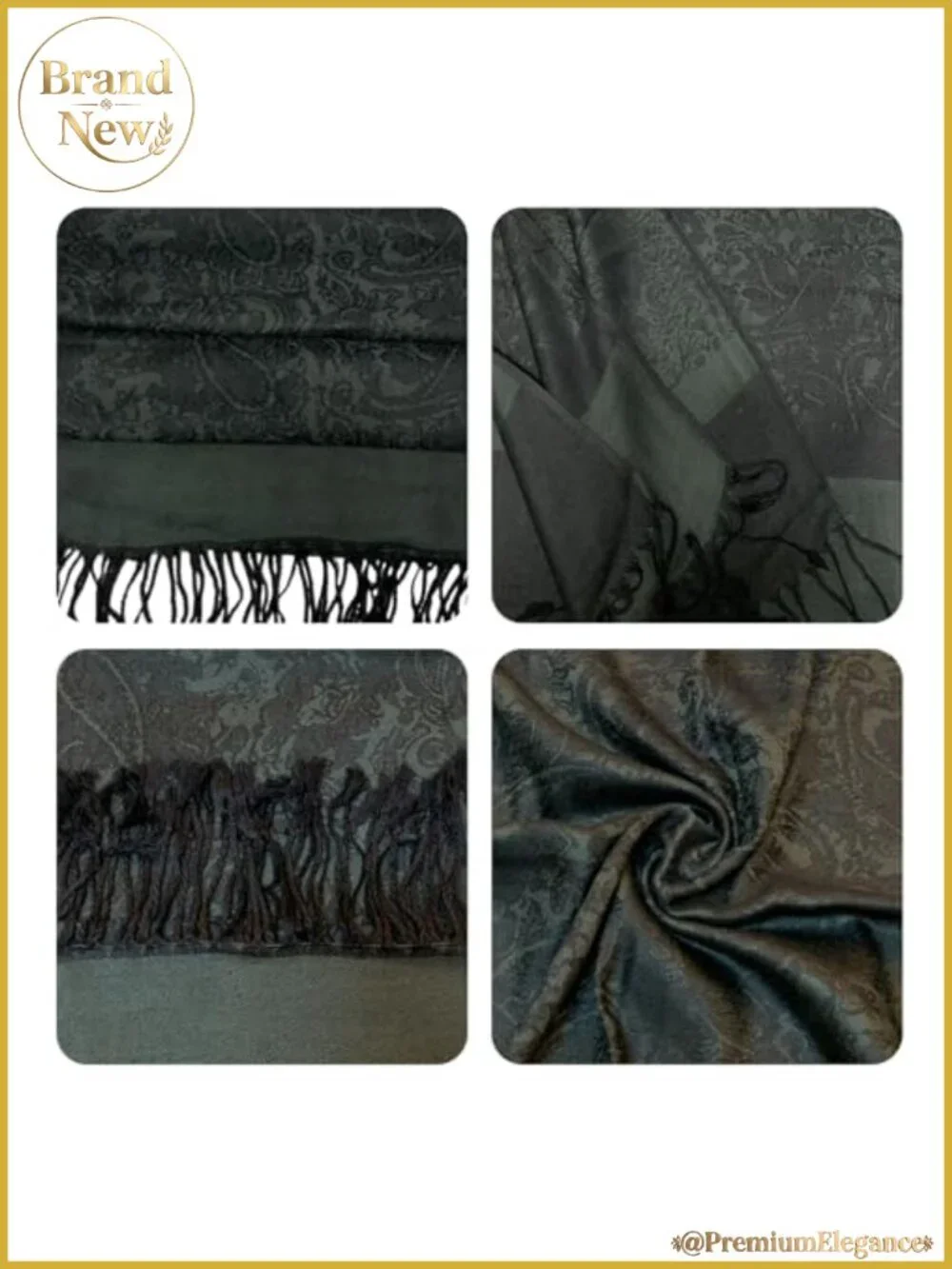 Viscose Cotton Silk Pashmina Shawl Wrap Reversible Jacquard Fringe